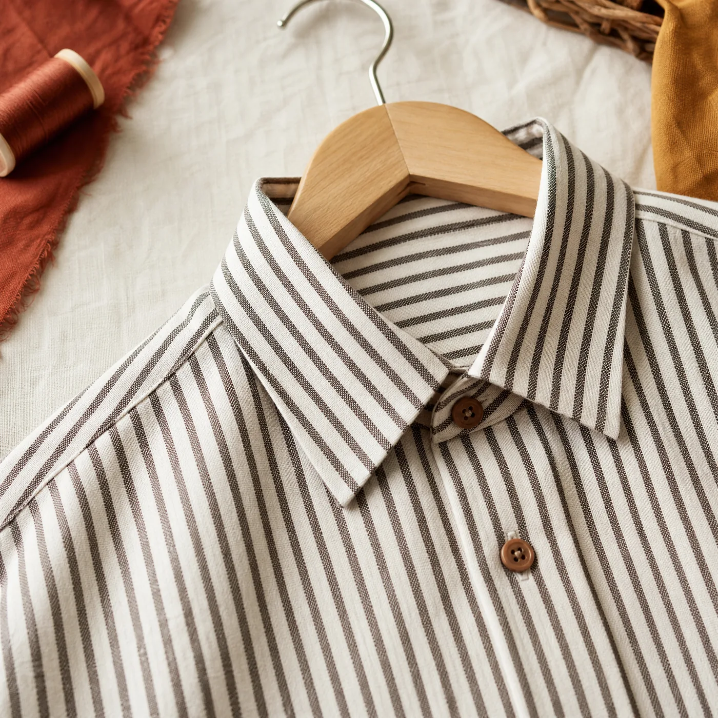 IMAGEN: catálogo 7 de 9 — camisa de hombre terminada, con el cuello a la vista