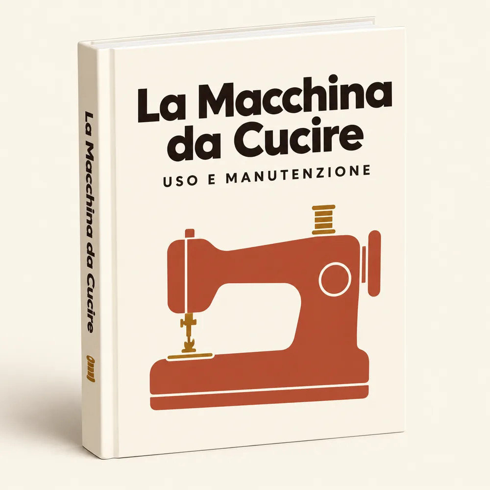 IMAGEN: mockup del bonus 4 — el manual de la máquina abierto en la página de tensión del hilo, con destornillador al lado
