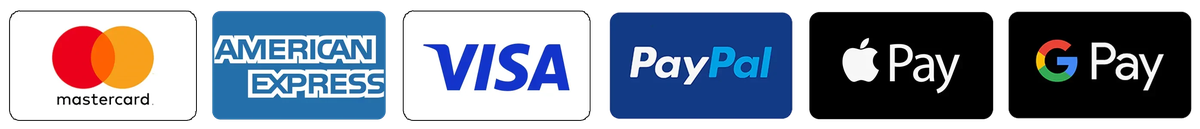IMAGEN: tira de logos de medios de pago — PayPal primero, que en Italia es el que da confianza, después tarjetas