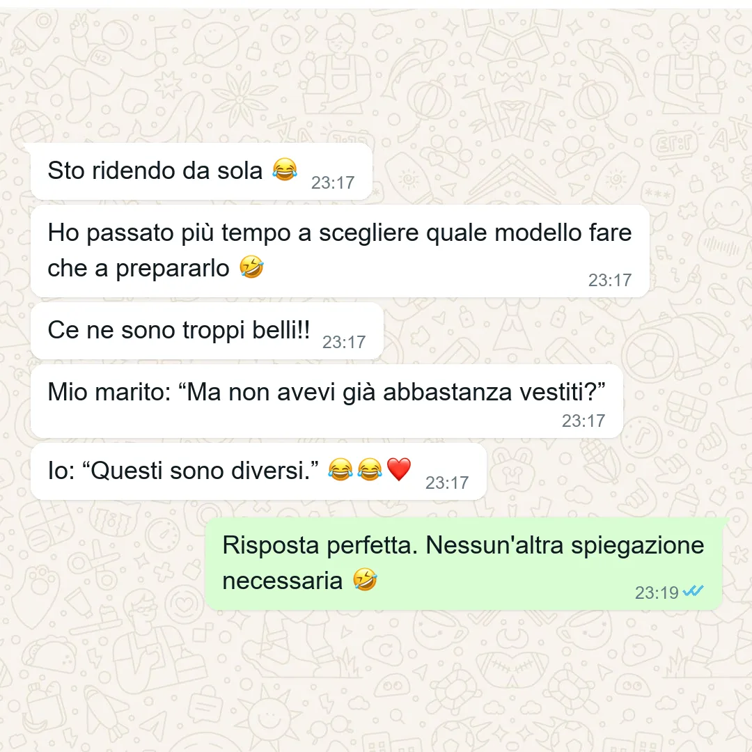 TESTIMONIO: captura real de WhatsApp 1 de 8 · en italiano. Objeción que mata: «è tutto gratis su internet» — alguien que ya tenía carpetas de PDFs y explica por qué este cambió algo
